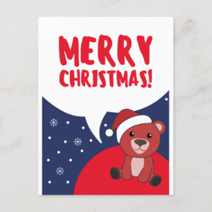 Colorful Bears Merry Christmas Winter Animals Bear Holiday Postcard