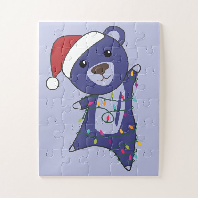Colorful Bears Merry Christmas Winter Animals Bear Jigsaw Puzzle (Vertical)