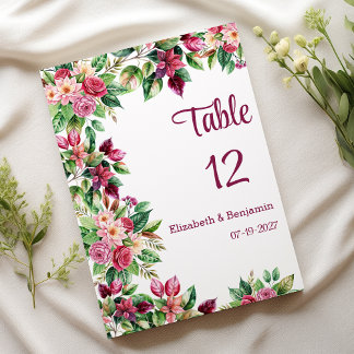 Colorful beautiful flower bouquet Table Numbers