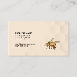 Colorful Bee and Honeycomb Antique White Business Card