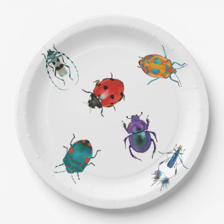 Colorful beetles paper plate