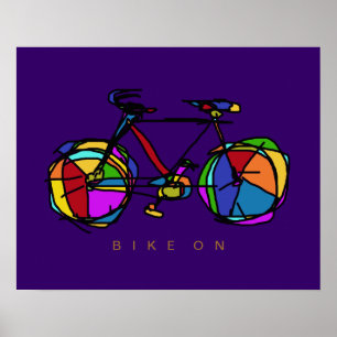 colorful bicycle on purple decor