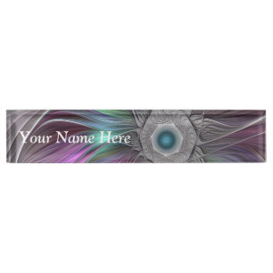 Colorful Big Flower Abstract Trippy Fractal Title Nameplate