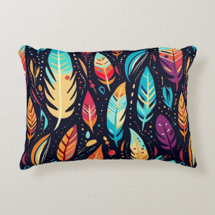 Colorful Bird Feather Pattern  Decorative Cushion