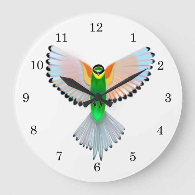 Colorful Bird Flying Large Clock (Front)
