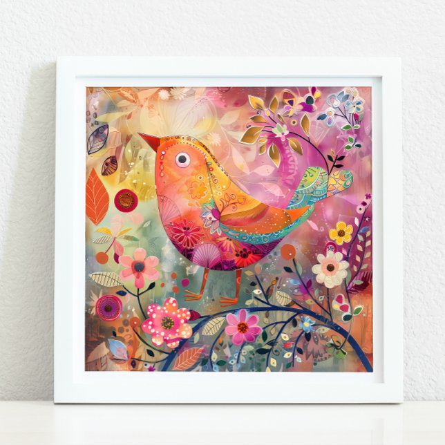 COLORFUL BIRD MIXED MEDIA POSTER (COLORFUL BIRD MIXED MEDIA POSTER)
