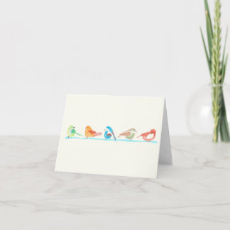 Colorful birds in a row card