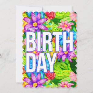 Colorful Birthday Floral Card – Hand Drawn Design 