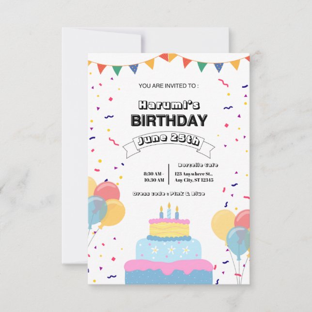 Colorful Birthday Party Invitation (Front)