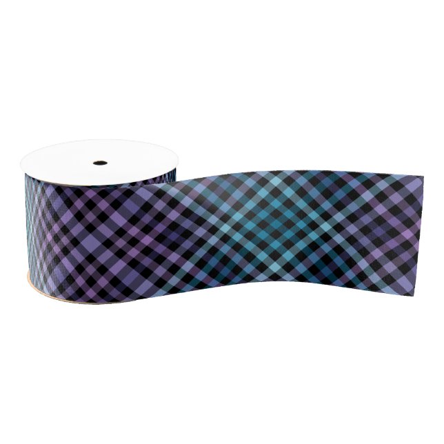 Colorful Black Blue Purple Fashion Show Stripes Grosgrain Ribbon (Spool)