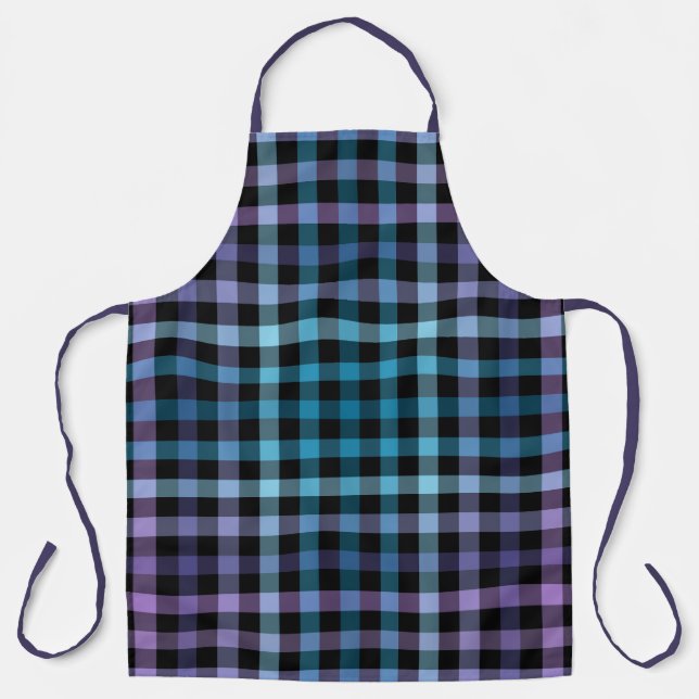 Colorful Black Blue Winter Spring Summer Checkered Apron (Front)