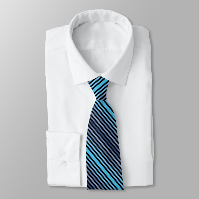 Colorful Black & Blue Winter Spring Summer Colors  Tie (Tied)
