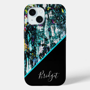 colorful + black chic cool marble  iPhone 15 case