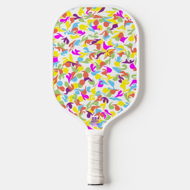 Colorful Blobs of Color Abstract Art Pickleball Paddle (Front)