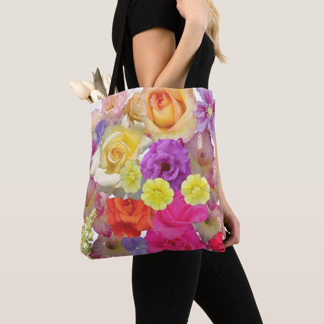 Colorful Bloom Tote – Vibrant Floral Bag (Close Up)