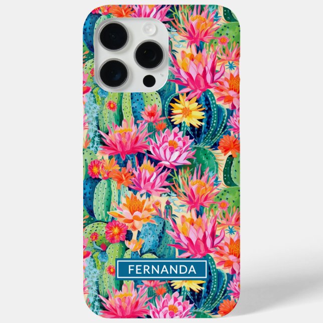 Colorful Blooming Cacti Personalized Case-Mate iPhone Case (Back)
