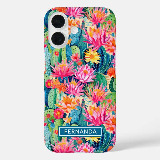Colorful Blooming Cacti Personalized Case-Mate iPhone Case (Back)