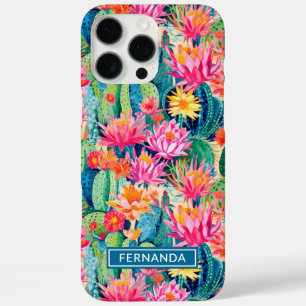 Colorful Blooming Cacti Personalized iPhone 16 Pro Max Case