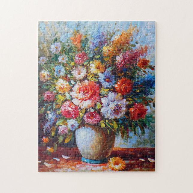 Colorful Blooming flower vase painting Jigsaw Puzzle (Vertical)
