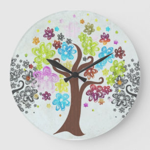 Colorful Blooming Trees Wall Clock