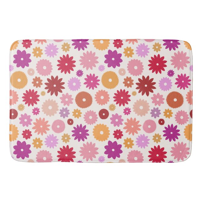 Colorful Blooms Pattern Bath Mat (Front)
