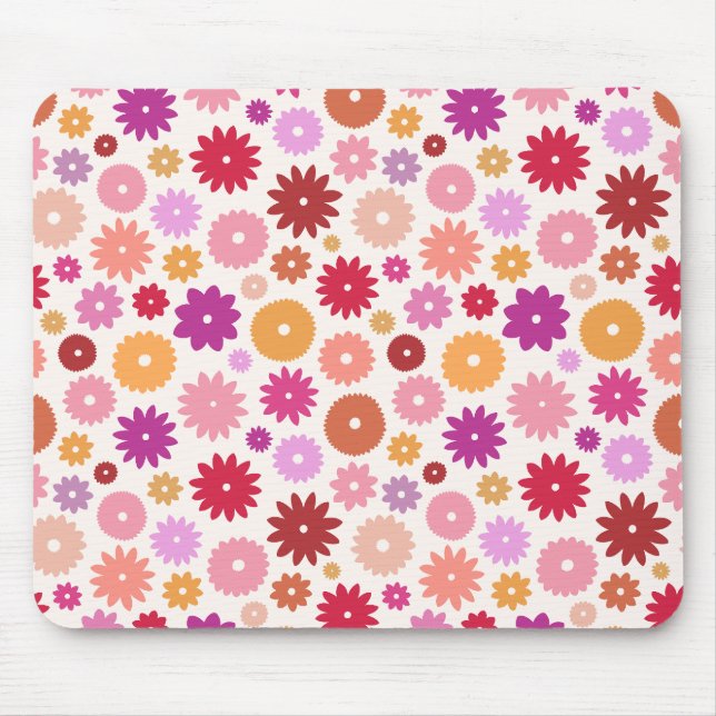 Colorful Blooms Pattern Mouse Mat (Front)