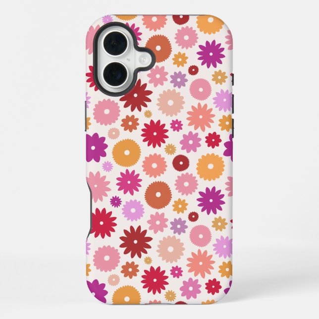 Colorful Blooms Repeat Pattern iPhone Case (Back)