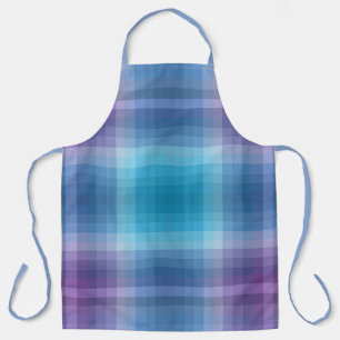 Colorful Blue And Purple Fashion Checkered Stripes Apron