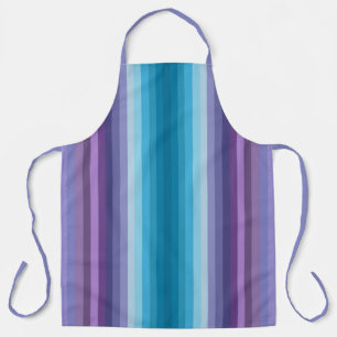 Colorful Blue And Purple Fashion Inspired Stripes Apron