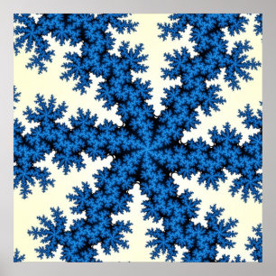 Colorful Blue and White Fractal Poster