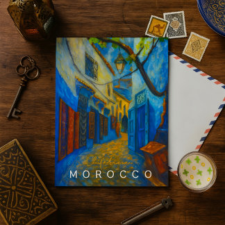 Colorful Blue Chefchaouen Morocco Medina Postcard