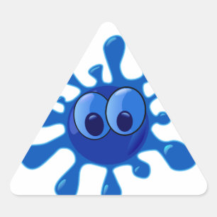 Colorful Blue Funny Splat Pattern Triangle Sticker