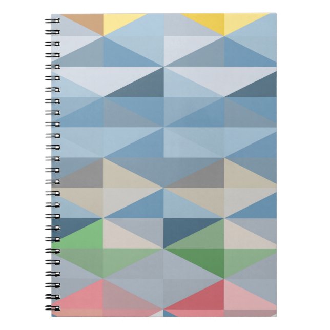 Colorful Blue Geometric Triangle Pattern Notebook (Front)