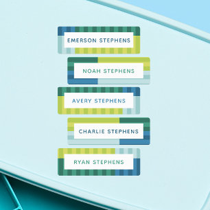 Colorful blue green simple kids' name