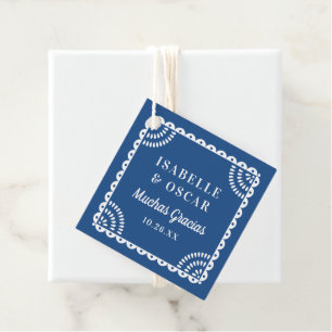 Colorful Blue Papel Picado Wedding Favour Tags