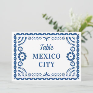 Colorful Blue Papel Picado Wedding Table Number