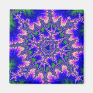 Colorful Blue, Pink and Green Fractal Magnet