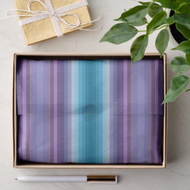 Colorful Blue Purple Fashion Show Inspired Stripes Tissue Paper (Gift)