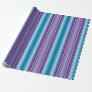 Colorful Blue Purple Fashion Show Inspired Stripes Wrapping Paper