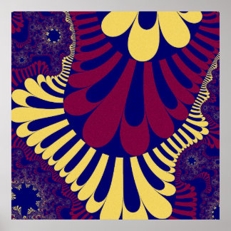 Colorful Blue, Red and Yellow Fractal Poster