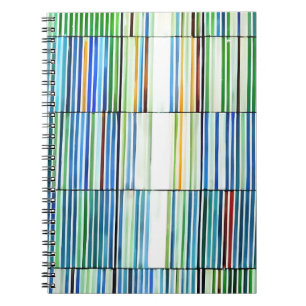 Colorful Blue Striped Abstract Notebook