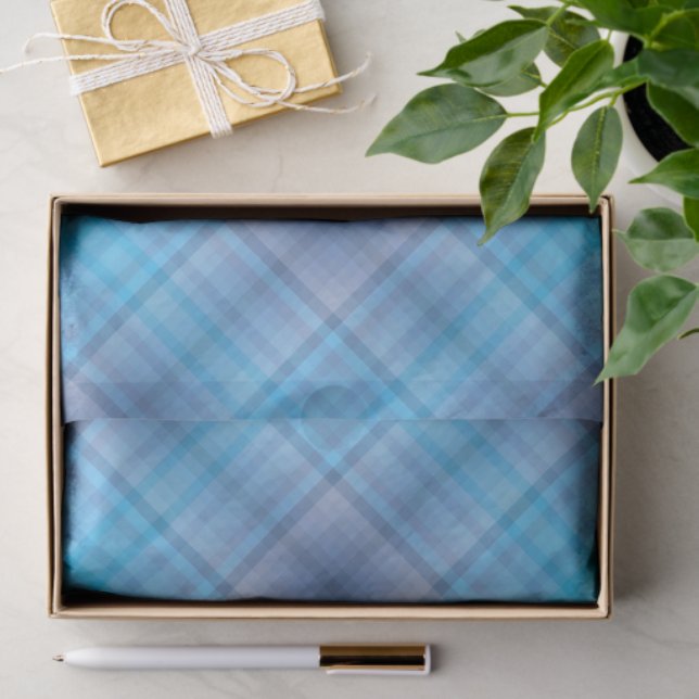 Colorful Blue Winter Spring Summer Stripes Pattern Tissue Paper (Gift)