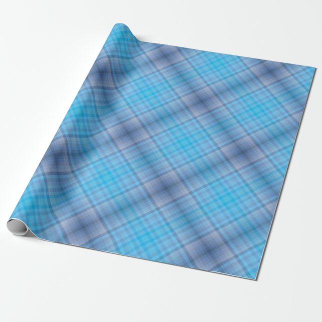 Colorful Blue Winter Spring Summer Stripes Pattern Wrapping Paper (Unrolled)