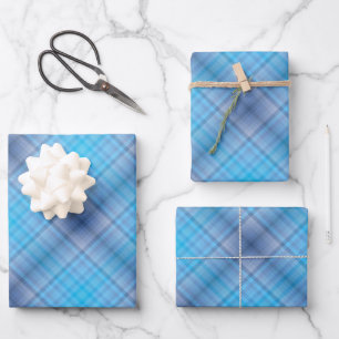 Colorful Blue Winter Spring Summer Stripes Pattern Wrapping Paper Sheet