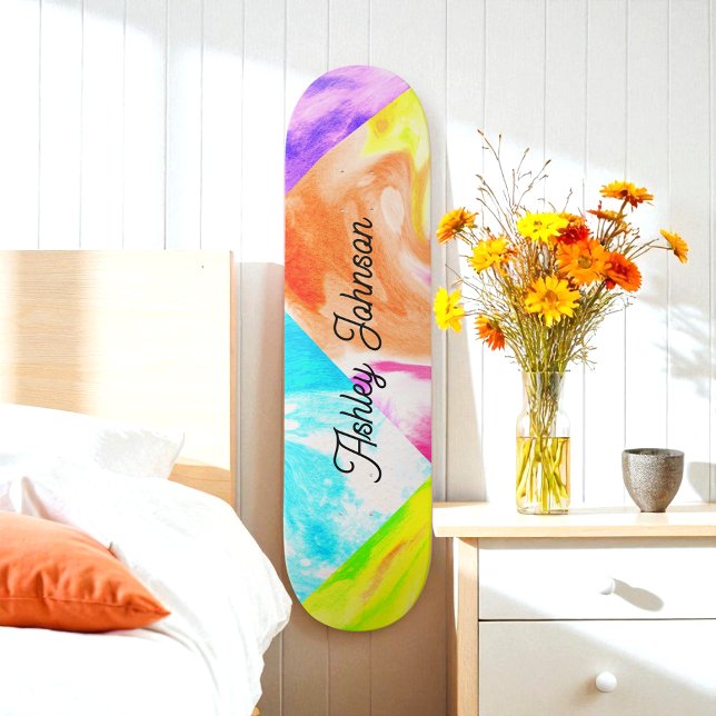 Colorful Blue Yellow Orange Name Skateboard (Creator Uploaded)