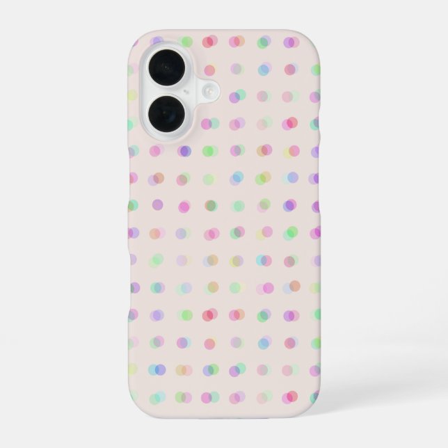 colorful blurred polka dots iPhone 16 case (Back)