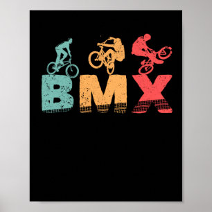 Colorful BMX Biker Funny Bicycle Motocross Cyclist Poster
