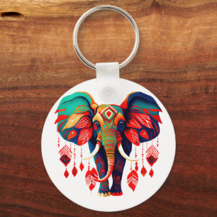 Colorful Bohemian Style Elephant Key Ring