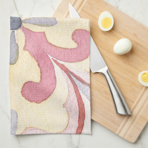 Colorful boho artistic Elegant watercolor floral Tea Towel