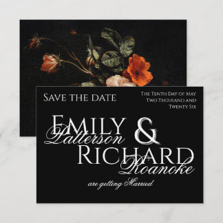 Colorful Boho Chic Black Floral Save The Date RSVP Card